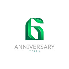 3d Arab number 6 with eco leaf logo, green font alphabet, vector illustration 10EPS