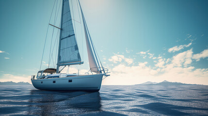 Fototapeta premium Yacht in ocean. Illustration AI Generative