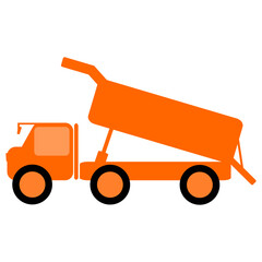 Orange Color Dump Truck Illustration