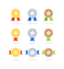 Cartoon Color Different Minimal Badge Ecommerce Set Concept Flat Design Style. Vector illustration of Badges for Internet Shop