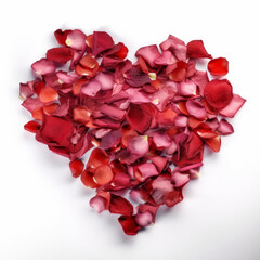 Heart from rose petals. Illustration AI Generative