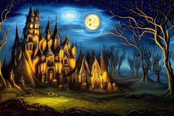 Castle night background