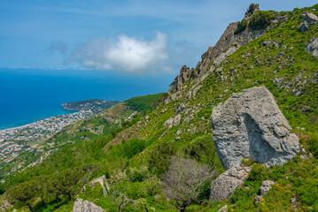 Monte Epomeo mountain at Italian island Ischia