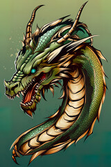 Dragon illustration, detailed t-shirt design. Generative ai