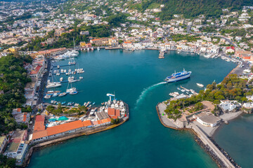 Aerial view of Porto d'Ischia town at Ischia island, Italy - obrazy, fototapety, plakaty