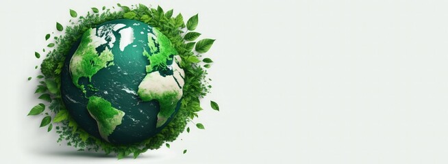 World Earth day concept. Illustration of the green planet earth on a white background. earth day poster, banner, card,  APRIL 22, Saving the planet, environment,  Planet Earth,  Generate Ai