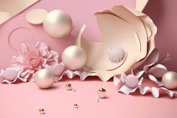 Womens Days Decoration, Beautiful Background with feminist and Minimalist style, Soft Color 3D Design.AI Generated
