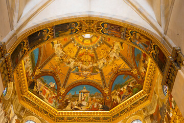 LORETO, ITALY, JULY 5, 2022 - The frescoed interior of the Apse of the Shrine of the Holy House of Loreto, Italy