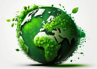 World Earth day concept. Illustration of the green planet earth on a white background. earth day poster, banner, card,  APRIL 22, Saving the planet, environment,  Planet Earth,  Generate Ai