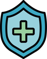 Medical shield icon. Outline Medical shield vector icon for web design isolated on white background color flat