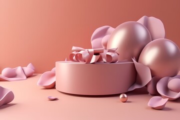 Womens Days Decoration, Beautiful Background with feminist and Minimalist style, Soft Color 3D Design. Generative AI