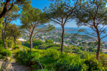 View of the Giardini la Mortella gardens at Ischia, Italy