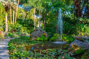 Fototapete Fountain at Giardini la Mortella gardens at Ischia, Italy © dudlajzov