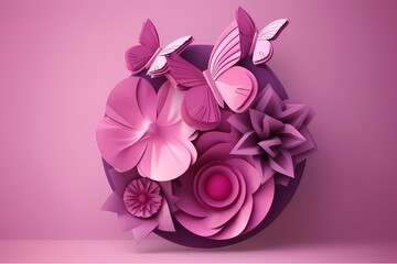 Womens Days Decoration, Beautiful Background with feminist and Minimalist style, Soft Color 3D Design. Generative AI