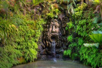 Fountain at Giardini la Mortella gardens at Ischia, Italy