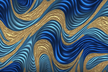 Fototapeta na wymiar Blue yellow abstract wave wallpaper background, shine organic texture pattern background, generated ai