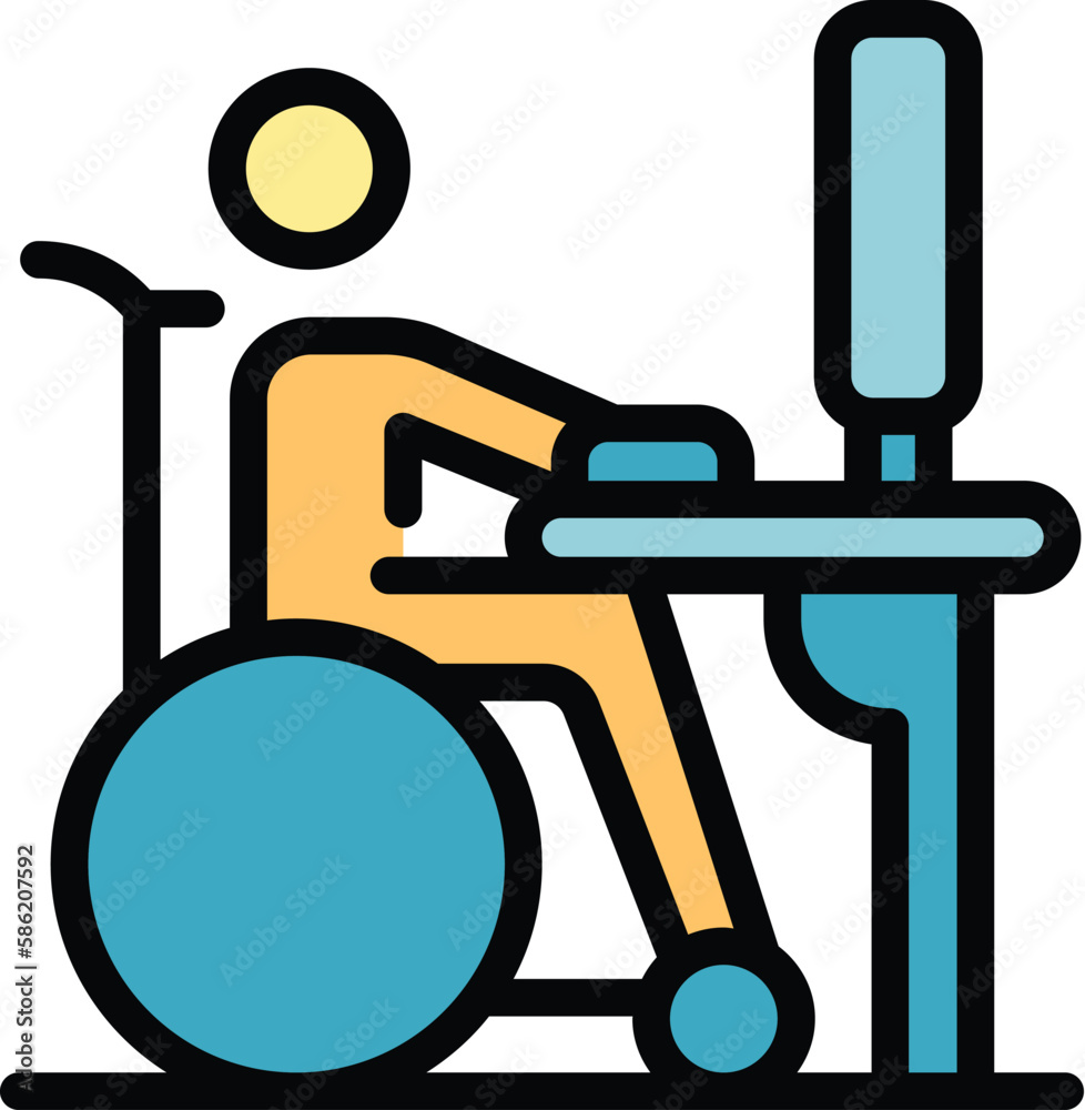 Poster wheelchair man computer work icon. outline wheelchair man computer work vector icon for web design i