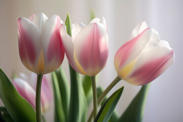 Pink tulips. Generative AI