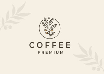 Coffee Leaf logo vector icon template download color line art outline