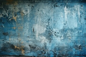 Obraz premium weathered blue wall with chipped paint created with Generative AI technology