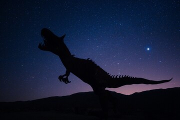 Beautiful Galaxy Night Sky Illustration Dinosaur 