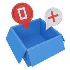 empty box 3d render icon illustration with transparent background