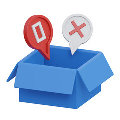 empty box 3d render icon illustration with transparent background