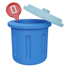 empty trash 3d render icon illustration with transparent background