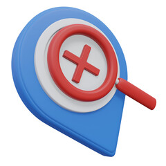 Fototapeta premium location not found 3d render icon illustration with transparent background