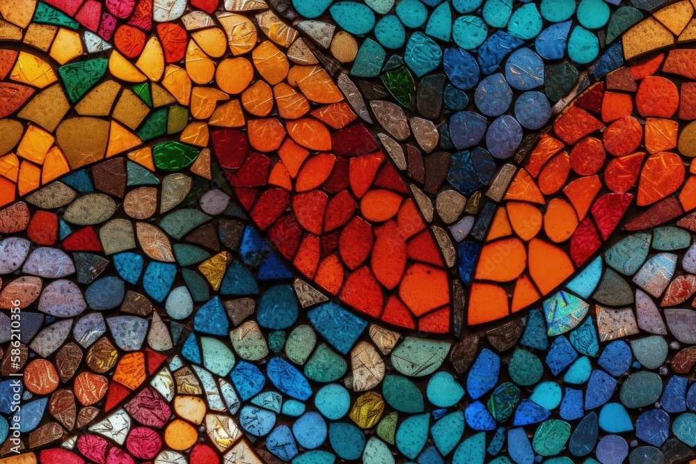 Poster vibrant and intricate mosaic pattern up close created with generative ai technology