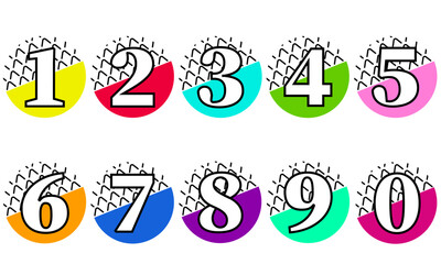 Collection of numbers on a colored background. with a graphical checkmark object.