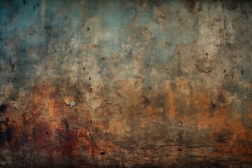 weathered metal wall against a bright blue sky created with Generative AI technology