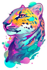 Leopard cartoon design, detailed sticker art. Generative ai