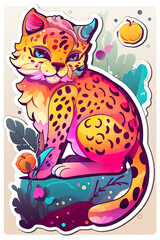 Leopard cartoon design, detailed sticker art. Generative ai