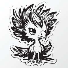 Hand drawn phoenix character sketch