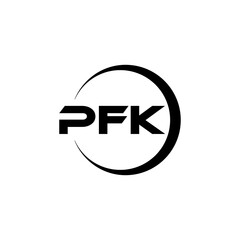 PFK letter logo design with white background in illustrator, cube logo, vector logo, modern alphabet font overlap style. calligraphy designs for logo, Poster, Invitation, etc.