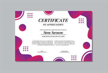 certificate template design in purple color.