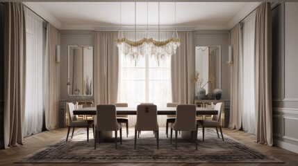 Obraz premium show flat interior design modern nature contemporary dining area daylight minimal decoration style home design concept, image ai generate