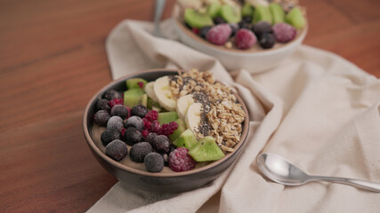 Smoothie bowl with various fruits