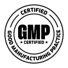 GMP(Good manufacturing practice) certified vector line illustration - obrazy, fototapety, plakaty