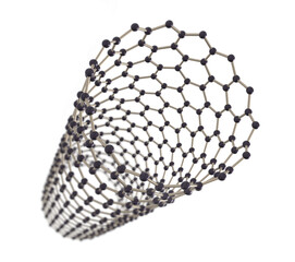 Carbon nanotube model isolated. Png transparency