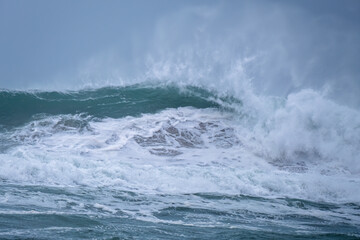 crashing waves of the coast of cornwall england uk 