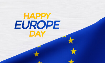 Europe Day is celebrated every year on May 9 to celebrate peace and unity throughout Europe. 3D Rendering