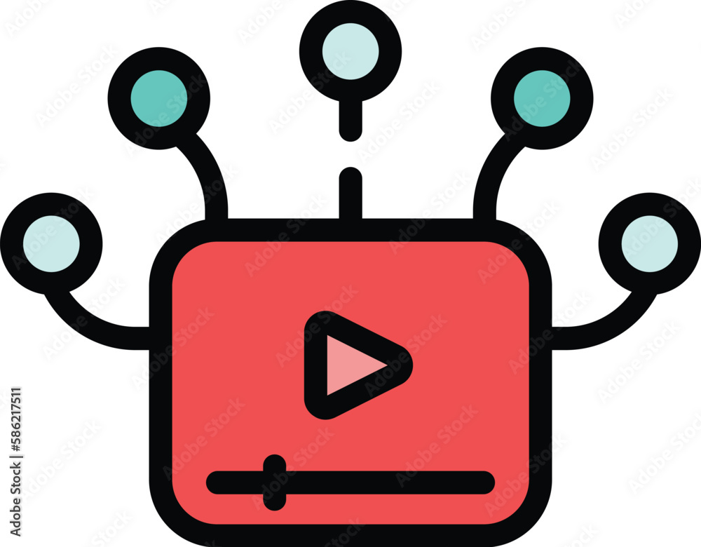 Poster video file icon. outline video file vector icon for web design isolated on white background color fl