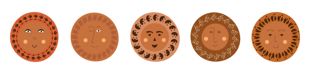 Obraz premium Male bizarre visage, abstract personage, mascot design, funny face, cute icon