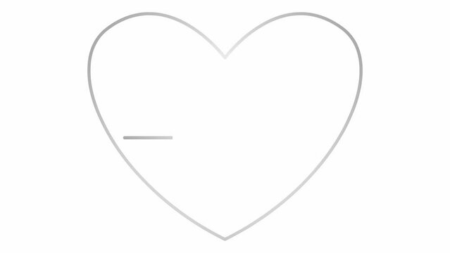 Animated silver pounding heart with electrocardiogram. Linear symbol of pulsating cardiogram. Looped video of beating heart. Concept of healthcare, cardiology, medicine. Vector illustration isolated o