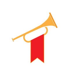 golden trumpet with flag isolated on white © uur