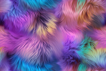 Generative AI illustration of abstract background with colorful soft fur with bright multicolored design