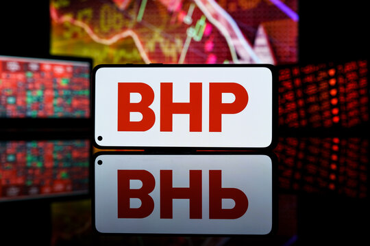 BHP company shares dropped down at stock market. BHP company financial crisis and failure.
