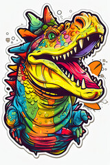 Fototapeta na wymiar Cute reptile colorful design, detailed t-shirt art. Generative ai